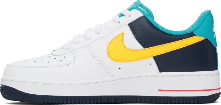 Nike White & Blue Air Force 1 '07 Sneakers - Image 3