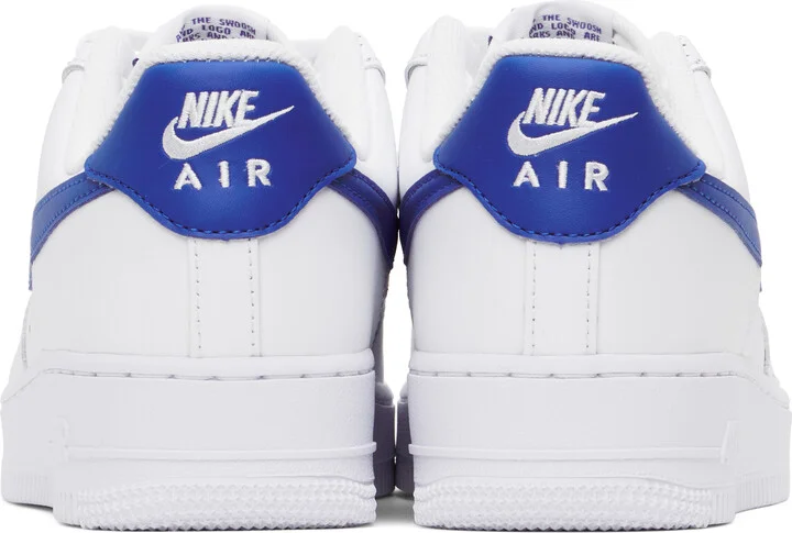 Nike White & Blue Air Force 1 '07 Sneakers - Image 2