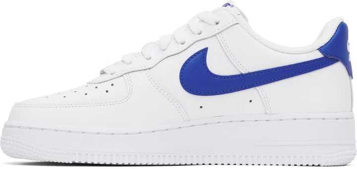 Nike White & Blue Air Force 1 '07 Sneakers - Image 3
