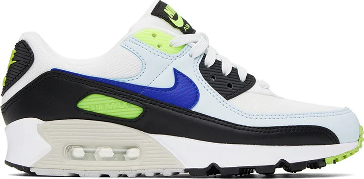 Nike White & Blue Air Max 90 Sneakers