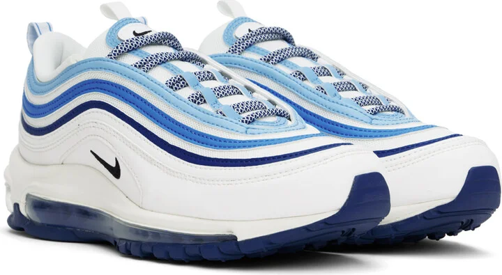 Nike White & Blue Air Max 97 Sneakers - Image 4