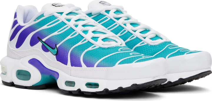 Nike White & Blue Air Max Plus Sneakers - Image 4
