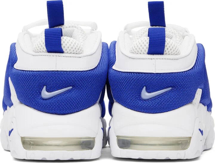 Nike White & Blue Air More Uptempo Low Sneakers - Image 2