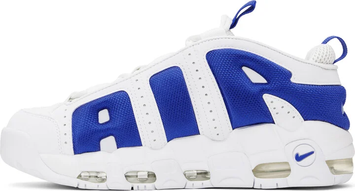 Nike White & Blue Air More Uptempo Low Sneakers - Image 3