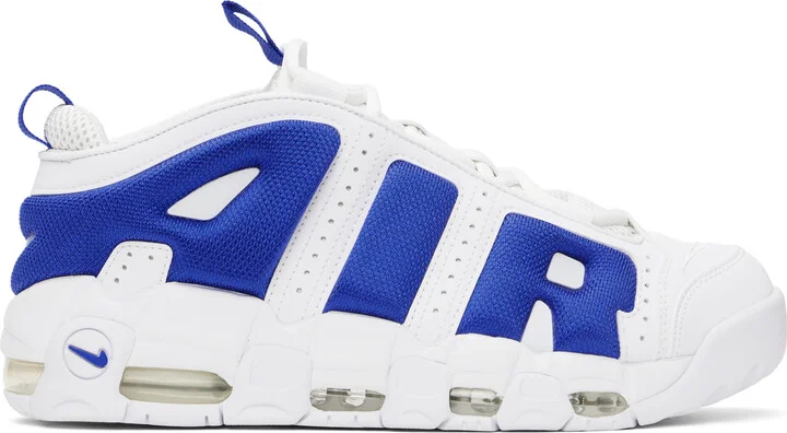 Nike White & Blue Air More Uptempo Low Sneakers