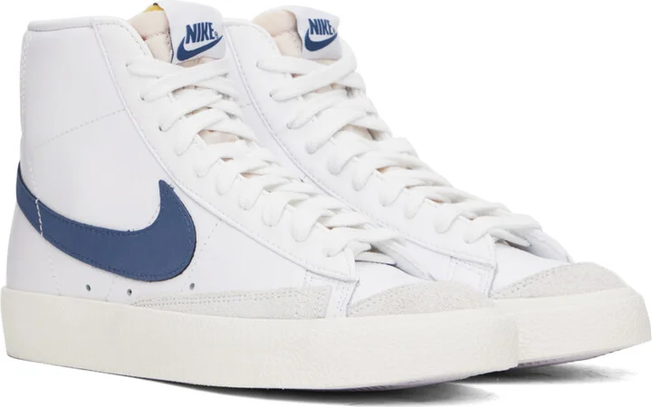 Nike White & Blue Blazer Mid '77 Sneakers - Image 4
