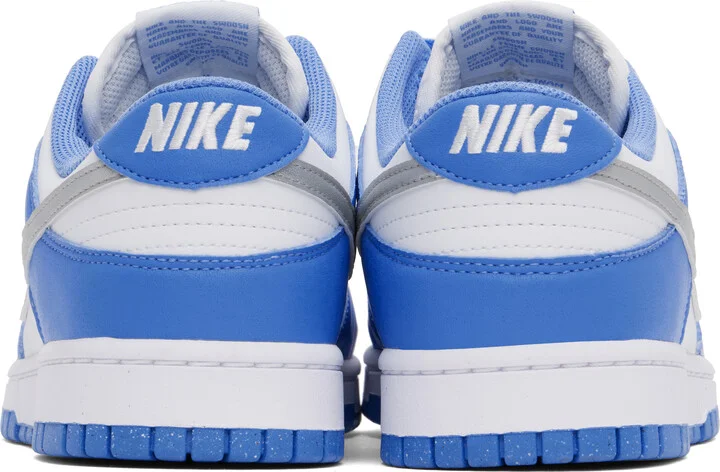 Nike White & Blue Dunk Low Sneakers - Image 2