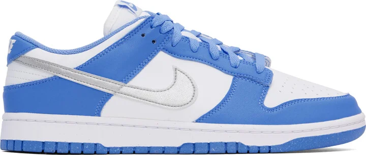 Nike White & Blue Dunk Low Sneakers