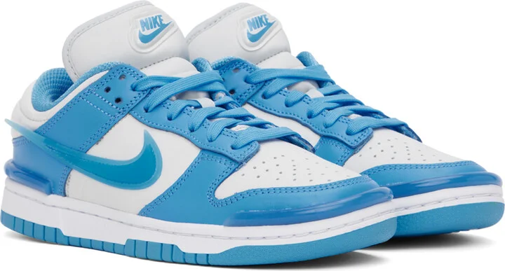 Nike White & Blue Dunk Low Twist Sneakers - Image 4
