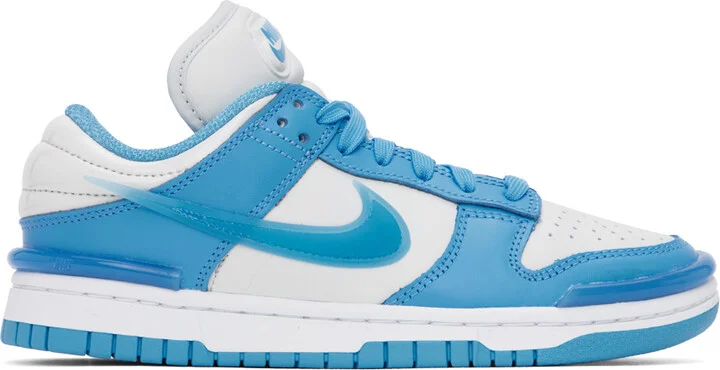 Nike White & Blue Dunk Low Twist Sneakers