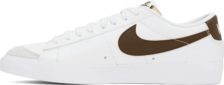Nike White & Brown Blazer Low '77 Vintage Sneakers - Image 3