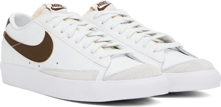 Nike White & Brown Blazer Low '77 Vintage Sneakers - Image 4
