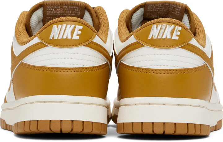Nike White & Brown Dunk Low Retro Sneakers - Image 2