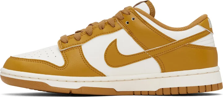 Nike White & Brown Dunk Low Retro Sneakers - Image 3