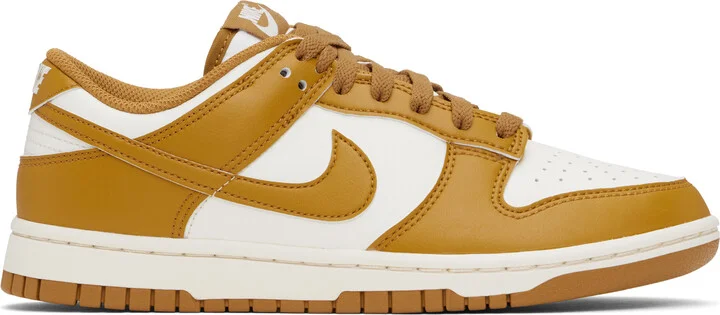 Nike White & Brown Dunk Low Retro Sneakers
