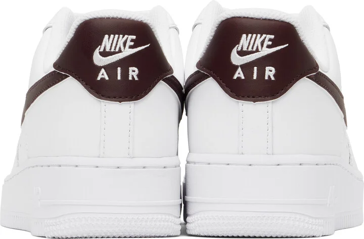 Nike White & Burgundy Air Force 1 '07 Sneakers - Image 2