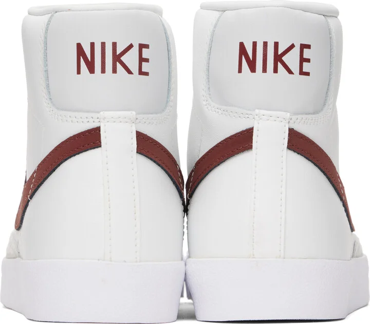 Nike White & Burgundy Blazer Mid '77 Vintage Sneakers - Image 2
