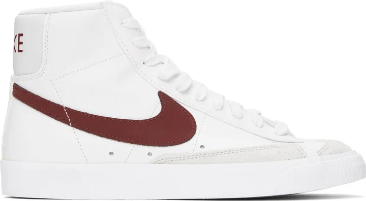 Nike White & Burgundy Blazer Mid '77 Vintage Sneakers