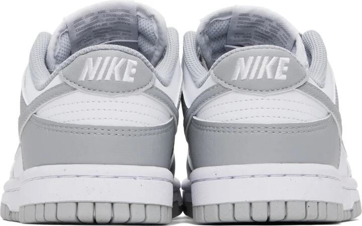 Nike White & Gray Dunk Low Next Nature Sneakers - Image 2