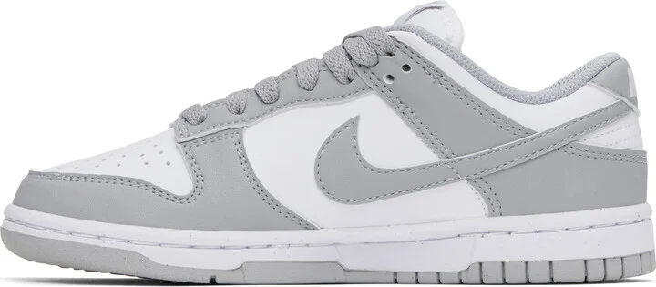 Nike White & Gray Dunk Low Next Nature Sneakers - Image 3
