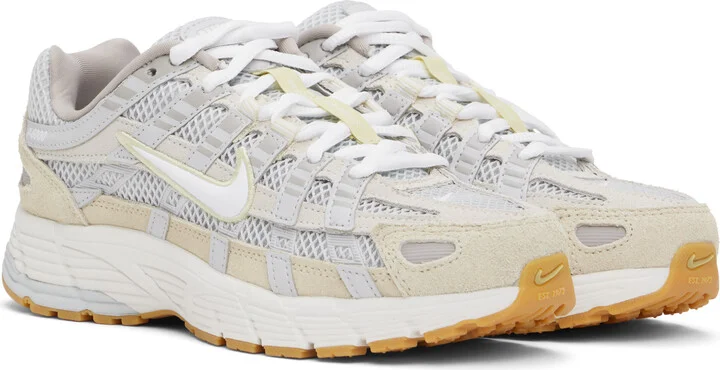 Nike White & Gray P-6000 Sneakers - Image 4