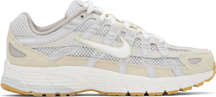 Nike White & Gray P-6000 Sneakers