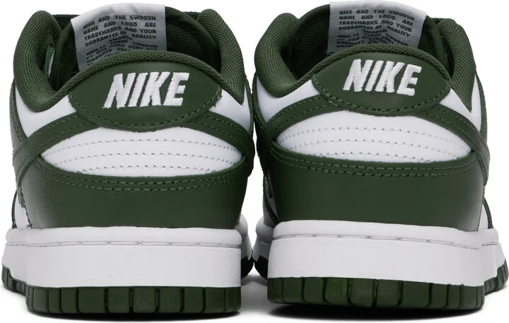Nike White & Green Dunk Low Retro Sneakers - Image 2