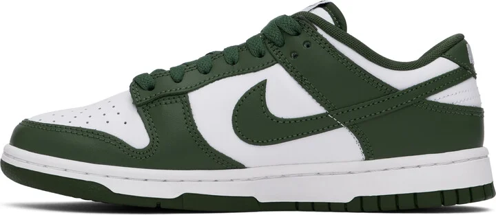 Nike White & Green Dunk Low Retro Sneakers - Image 3
