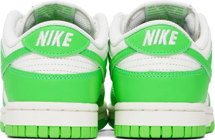 Nike White & Green Dunk Low Sneakers - Image 2