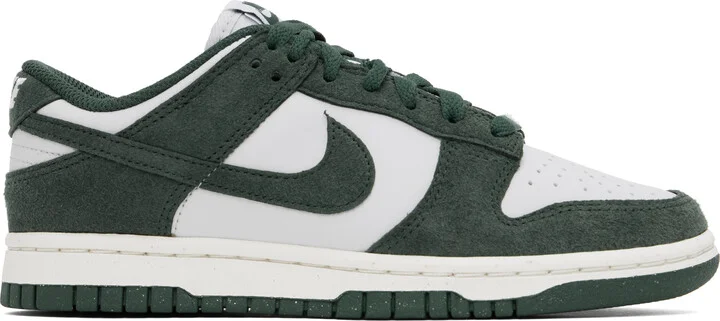 Nike White & Green Dunk Low Sneakers