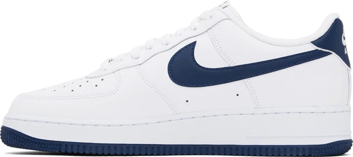 Nike White & Navy Air Force 1 '07 Sneakers - Image 3