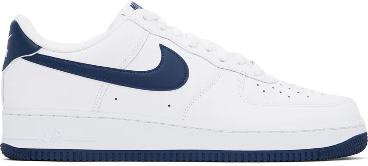 Nike White & Navy Air Force 1 '07 Sneakers