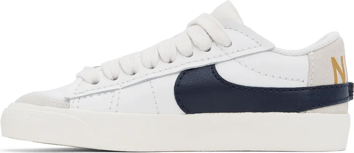 Nike White & Navy Blazer Low '77 Jumbo Sneakers - Image 3