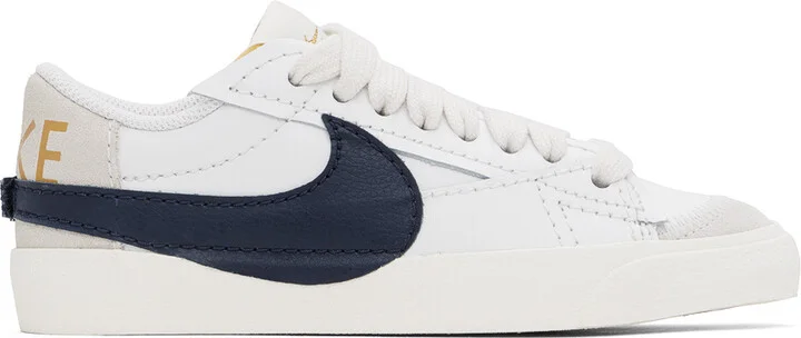 Nike White & Navy Blazer Low '77 Jumbo Sneakers