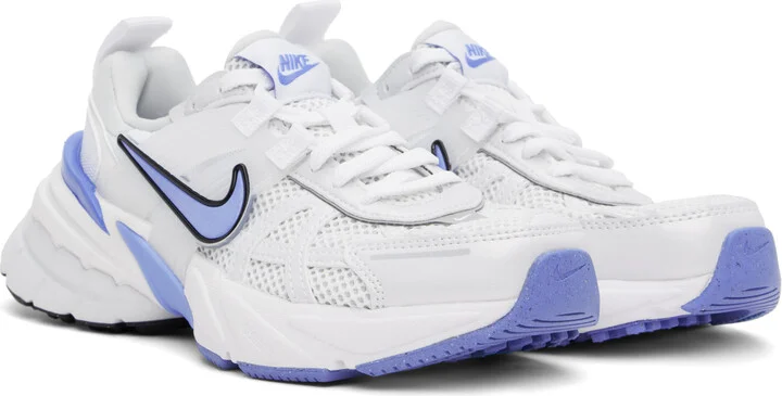 Nike White & Navy V2K Run Sneakers - Image 4