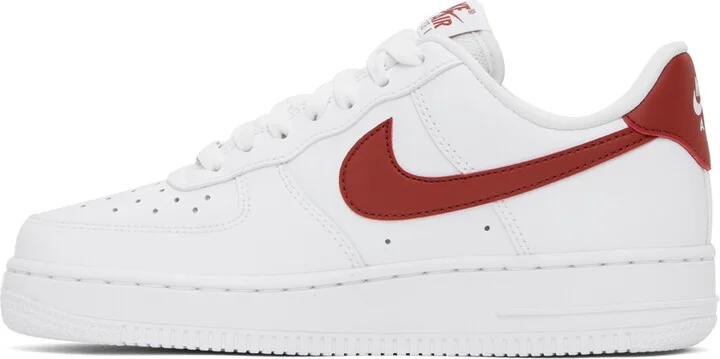 Nike White & Orange Air Force 1 '07 Sneakers - Image 3