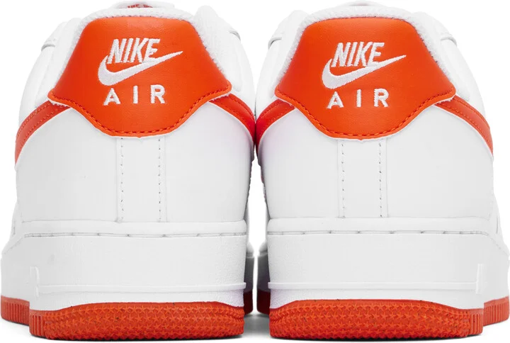 Nike White & Orange Air Force 1 '07 Sneakers - Image 2