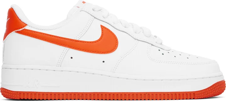 Nike White & Orange Air Force 1 '07 Sneakers