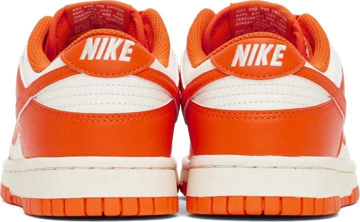 Nike White & Orange Dunk Low Retro Sneakers - Image 2