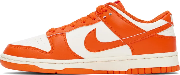 Nike White & Orange Dunk Low Retro Sneakers - Image 3