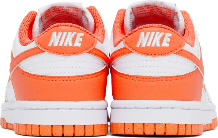 Nike White & Orange Dunk Low Sneakers - Image 2