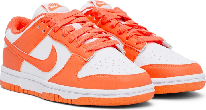 Nike White & Orange Dunk Low Sneakers - Image 4