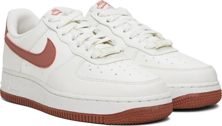 Nike White & Pink Air Force 1 '07 Sneakers - Image 4