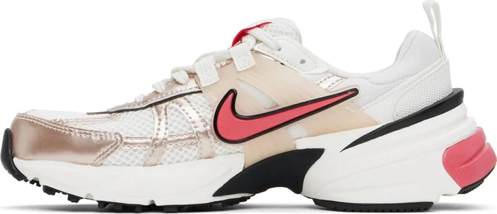 Nike White & Pink V2K Run Sneakers - Image 3