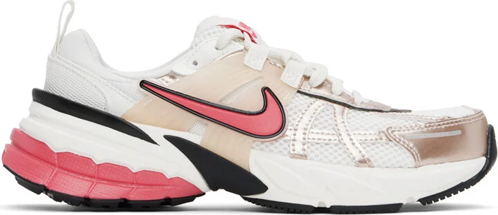 Nike White & Pink V2K Run Sneakers