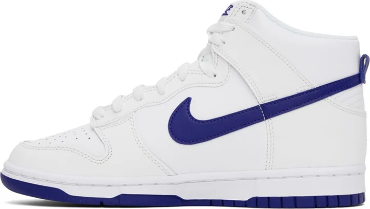 Nike White & Purple Dunk High Retro Sneakers - Image 3