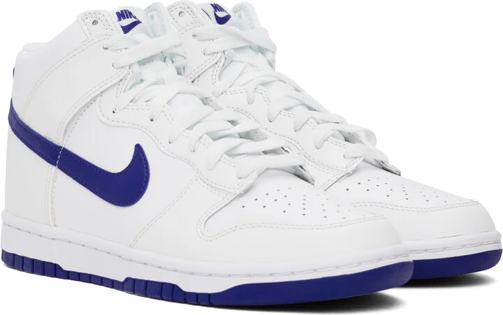 Nike White & Purple Dunk High Retro Sneakers - Image 4