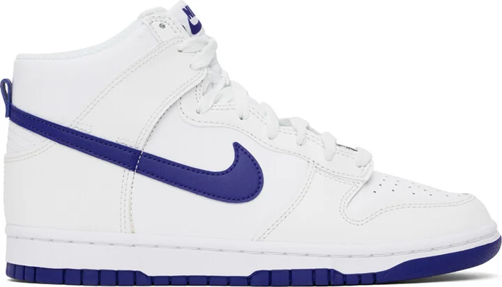 Nike White & Purple Dunk High Retro Sneakers