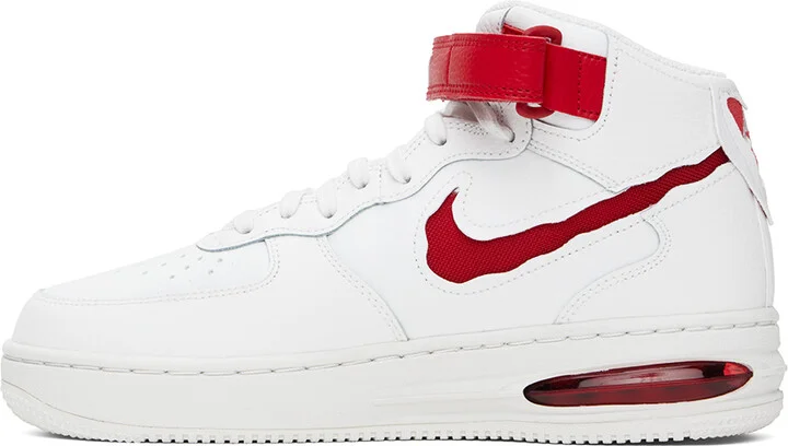 Nike White & Red Air Force 1 Mid Evo Sneakers - Image 3