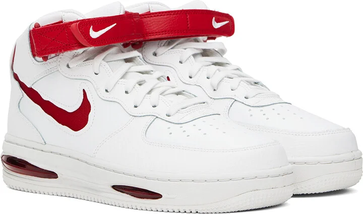 Nike White & Red Air Force 1 Mid Evo Sneakers - Image 4
